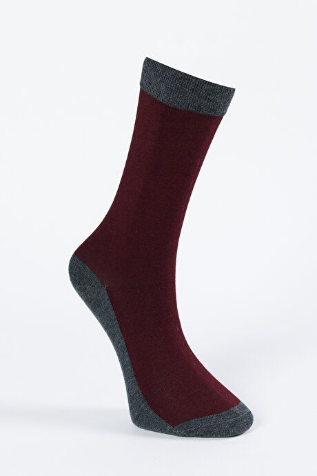 Patterned Single Socket Burgundy-Anthracite Socks 4A2523100028BDA