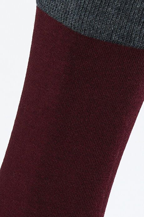 Patterned Single Socket Burgundy-Anthracite Socks 4A2523100028BDA