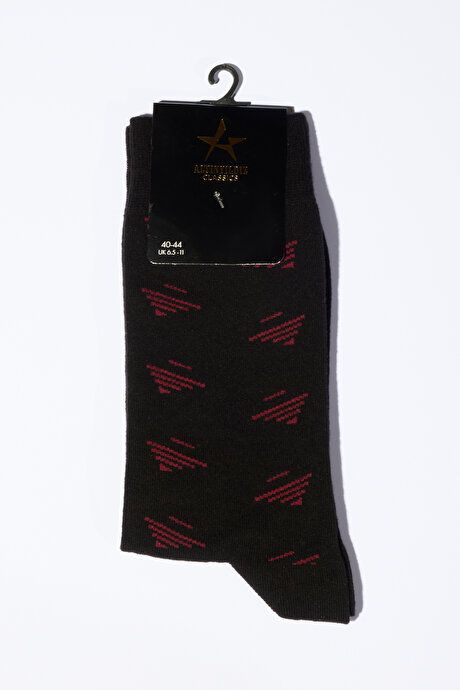 Patterned Single Socket Black-Burgundy Socks 4A2523100029SBR