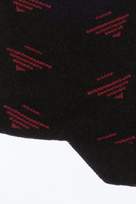 Patterned Single Socket Black-Burgundy Socks 4A2523100029SBR