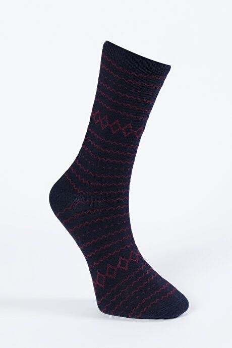 Patterned Single Socket Navy Blue Socks 4A2523100037LAC