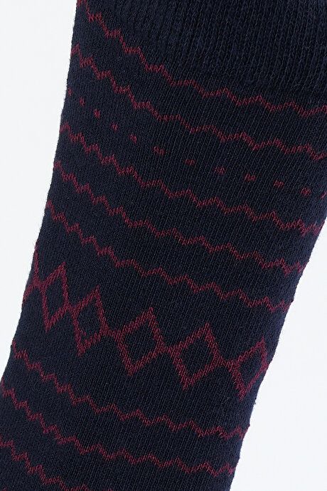 Patterned Single Socket Navy Blue Socks 4A2523100037LAC