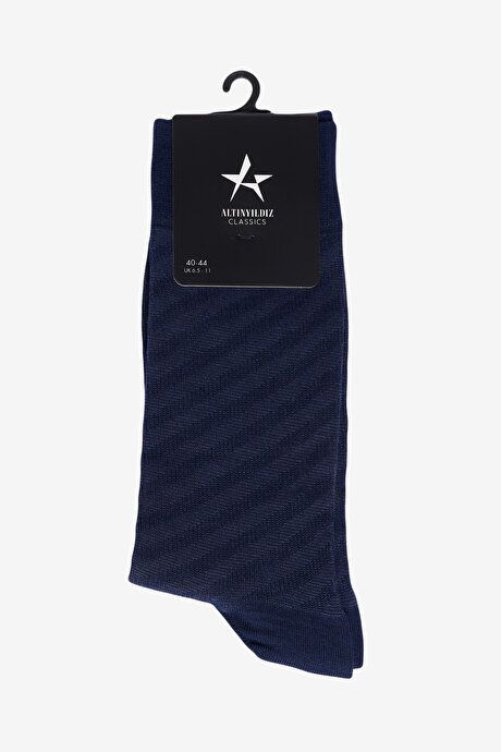 Single Camellia Patterned Navy Blue Socks 4A2523200027LAC