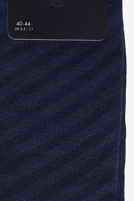 Single Camellia Patterned Navy Blue Socks 4A2523200027LAC