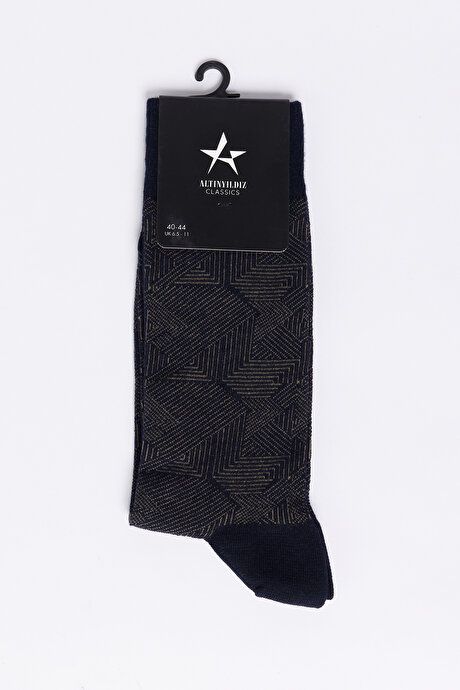 Single Patterned Navy-Beige Socks 4A2523200028LBJ