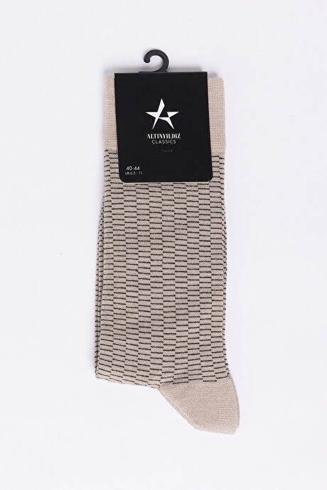 Single Bambulu Patterned Beige-Anthracite Socks 4A2523200030BAT