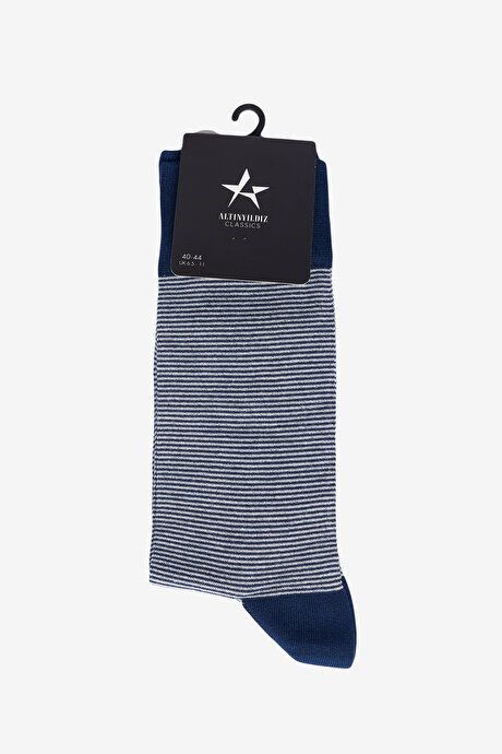 Patterned Bambulu Single Navy Blue-White Socks 4A2523200034LCB