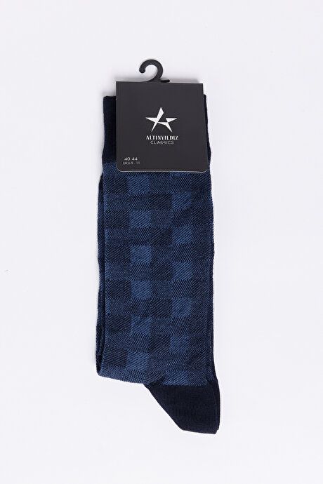 Patterned Bambulu Socks Navy Blue-Blue Socks 4A2524100014LAM