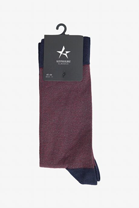 Patterned Bambulu Socket Burgundy-Navy Socks 4A2524100019BRL