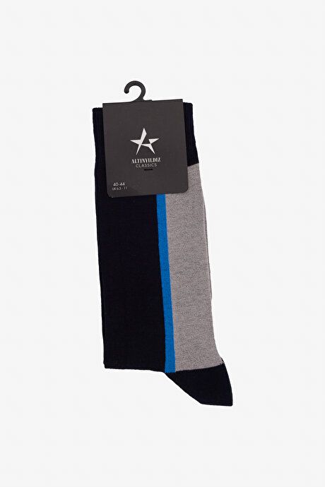 Patterned Bambulu Socket Navy-Grey Socks 4A2524100030LAG