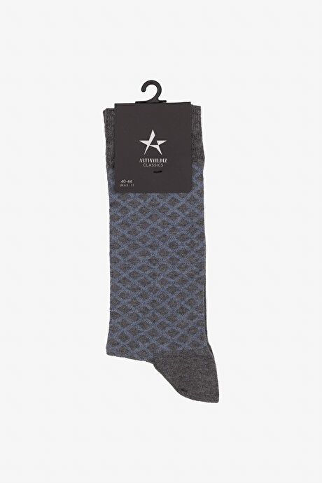 Patterned Bambulu Socket Gray-Blue Socks 4A2524100033GRM