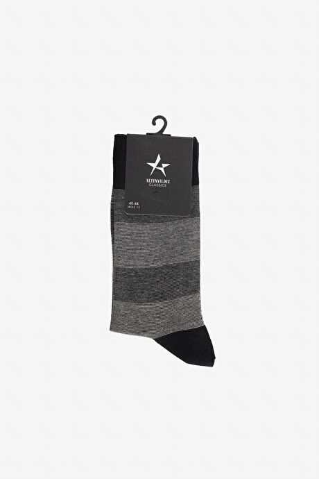 Patterned Single Black-Gray Socks 4A2524200031syg