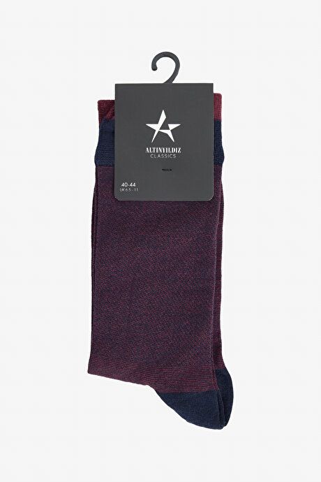 Patterned Single Navy-Burgundy Socks 4A2524200033LBR