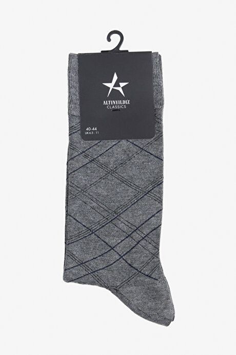 Patterned Single Gray-Black Socks 4A2524200040GSY