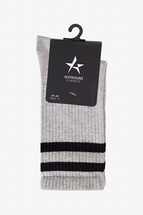 Patternless Sport Gray-Black Socks 4A2524200044GSY