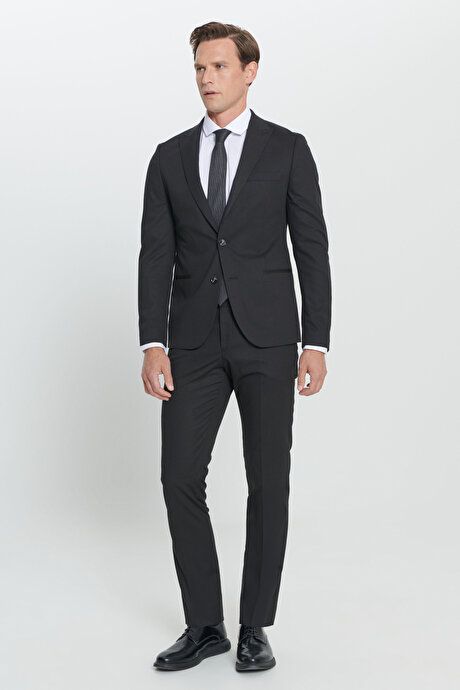 Extra Slim Fit Slim Fit Slim Fit Swallow Neck Black Suit 4A3023100064SYH