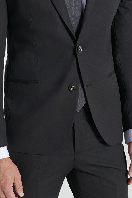 Extra Slim Fit Slim Fit Slim Fit Swallow Neck Black Suit 4A3023100064SYH