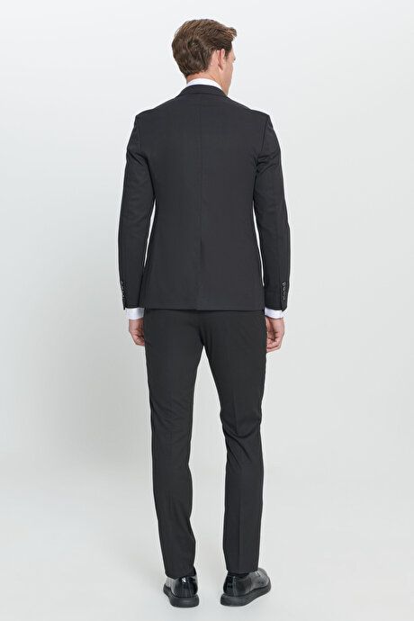 Extra Slim Fit Slim Fit Slim Fit Swallow Neck Black Suit 4A3023100064SYH