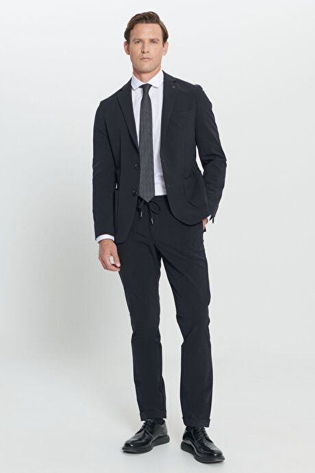 Slim Fit Slim Fit Mono Collar Dark Navy Suit 4A3024100030KLC