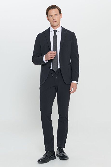 Slim Fit Slim Fit Mono Collar Dark Navy Suit 4A3024100030KLC