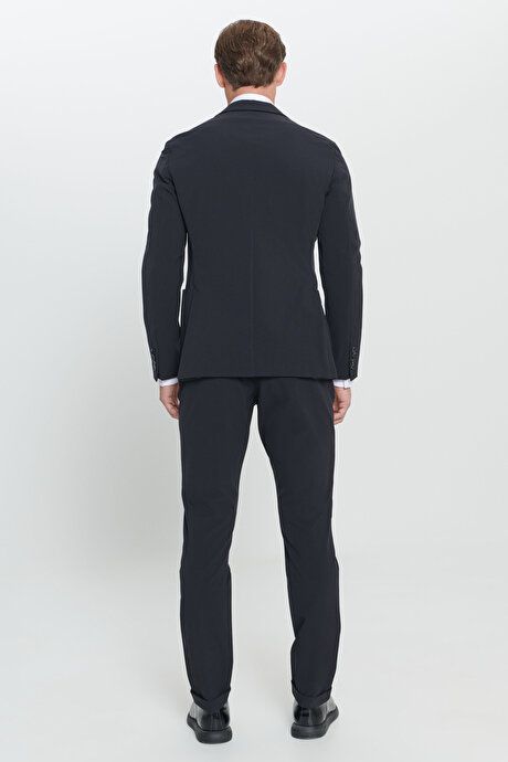 Slim Fit Slim Fit Mono Collar Dark Navy Suit 4A3024100030KLC