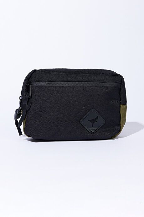 Black-Khaki Waist Bag with Zipper 4A3623200015SHA