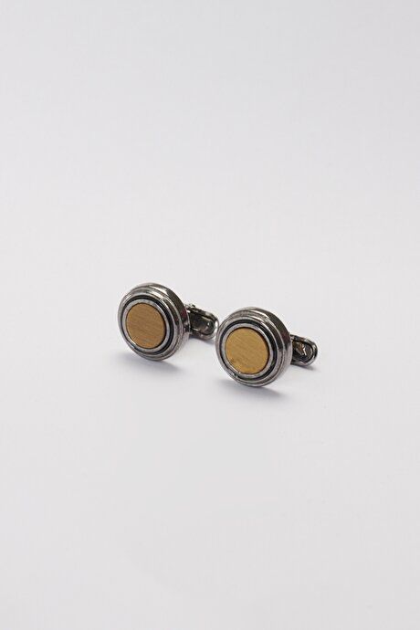 Plain Classic Gray-Yellow Cufflink 4A3822200003GSR