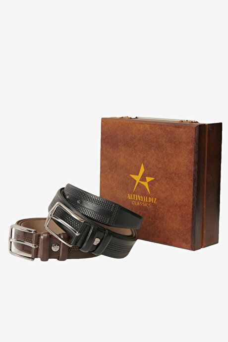 2-Piece Suit Belt Black-Brown Set 4A4121100006SKH