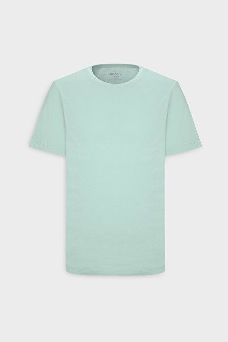 Slim Fit Slim Fit Crew Neck 100% Cotton Short Sleeve Mint T-Shirt 4A4800000001MNT