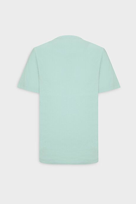 Slim Fit Slim Fit Crew Neck 100% Cotton Short Sleeve Mint T-Shirt 4A4800000001MNT