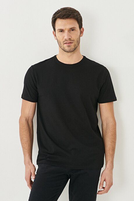 360 Degree Stretchy Slim Fit Crew Neck Black T-Shirt 4A4800000011SYH