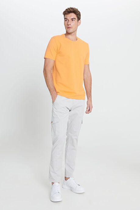 Slim Fit Slim Fit Crew Neck Short Sleeve Soft Touch Basic Melon T-Shirt 4A4823200065KNI