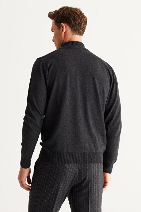 Standard Fit Regular Fit Half Turtleneck Cotton Anthracite Sweater 4A4921100008ATR