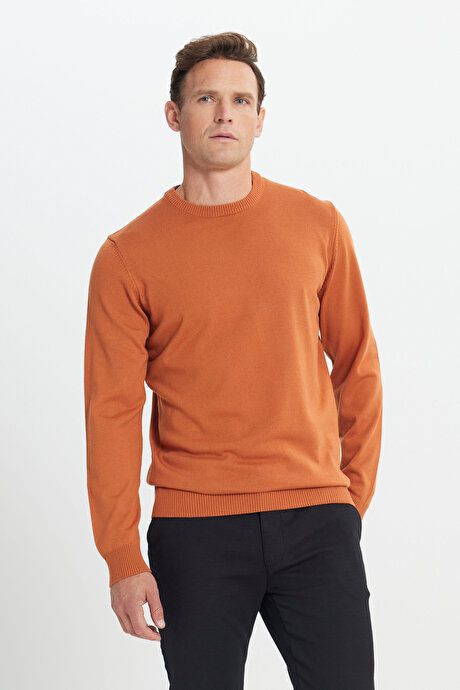 Anti-Pilling Non-Pilling Standard Fit Regular Fit Crew-Neck Knit Sweater Tile Sweater 4A4923100001KMT