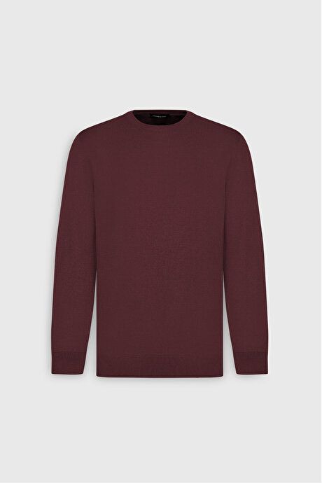 Standard Fit Regular Fit Crew-Neck Burgundy Pullover 4A4924100072BRD