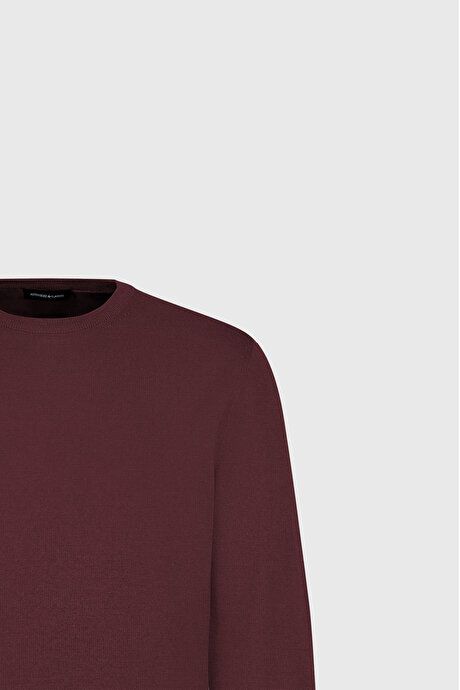 Standard Fit Regular Fit Crew-Neck Burgundy Pullover 4A4924100072BRD