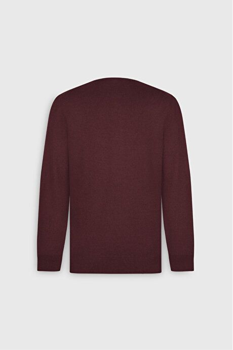 Standard Fit Regular Fit Crew-Neck Burgundy Pullover 4A4924100072BRD