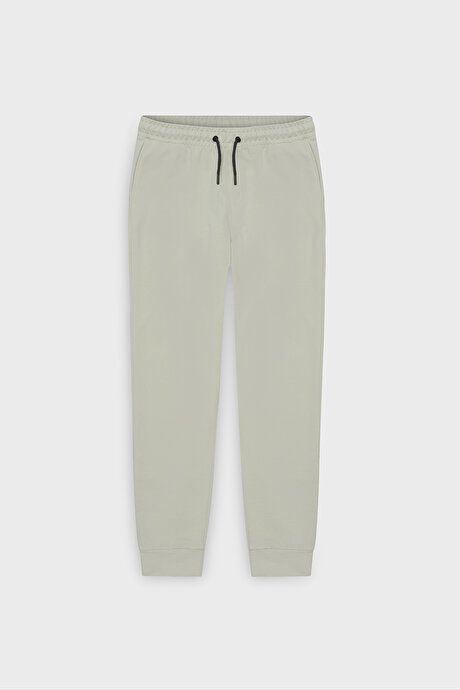 Standard Fit Comfortable Sports Beige Sweatpants with Elasticated Waist and Hem 4A5121200001BEJ