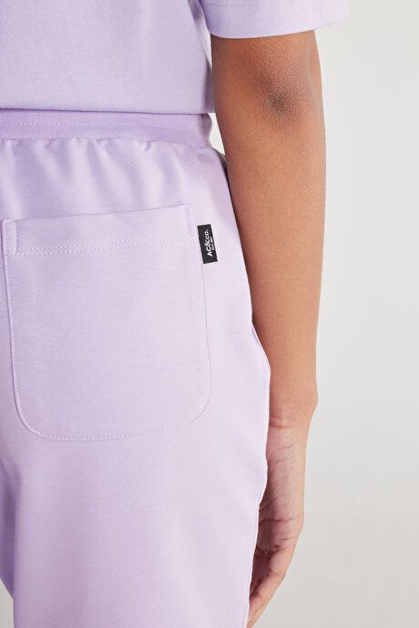 Standard Fit Regular Fit Cotton Comfortable Lilac Shorts with Pockets 4A9523200203LIL