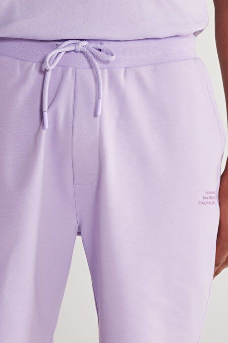 Standard Fit Regular Fit Cotton Comfortable Lilac Shorts with Pockets 4A9523200203LIL