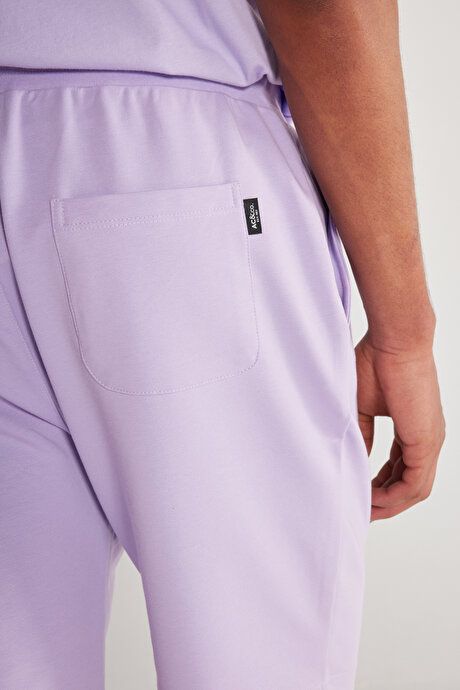 Standard Fit Regular Fit Cotton Comfortable Lilac Shorts with Pockets 4A9523200203LIL