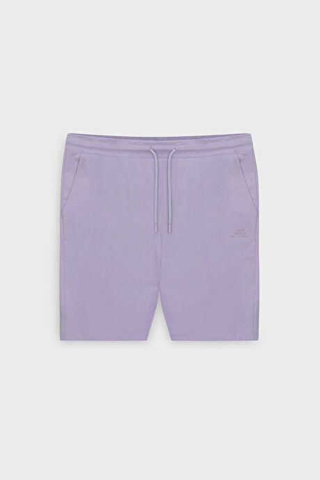 Standard Fit Regular Fit Cotton Comfortable Lilac Shorts with Pockets 4A9523200203LIL