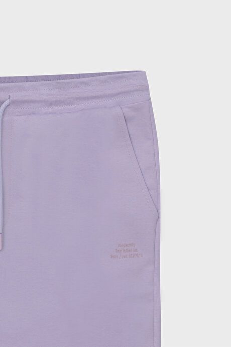 Standard Fit Regular Fit Cotton Comfortable Lilac Shorts with Pockets 4A9523200203LIL