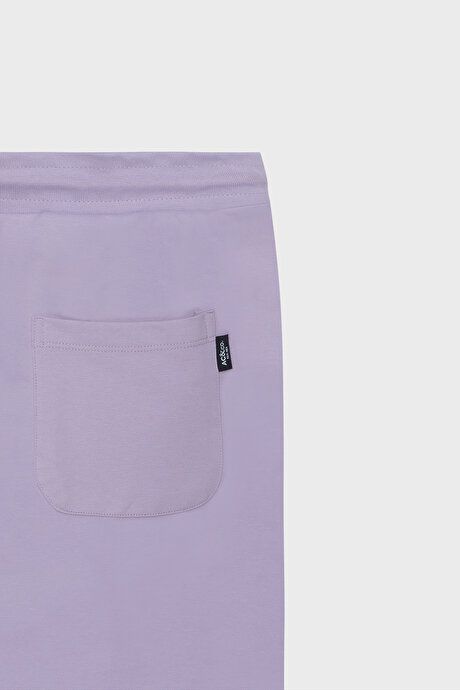 Standard Fit Regular Fit Cotton Comfortable Lilac Shorts with Pockets 4A9523200203LIL