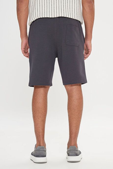 Standard Fit Regular Fit Comfortable Knitted Dark Grey Shorts with Pockets 4A9523200208KGR