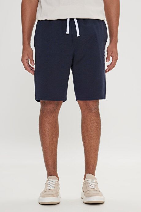 Standard Fit Regular Fit Comfortable Knitted Navy Blue Shorts with Pockets 4A9523200208LAC