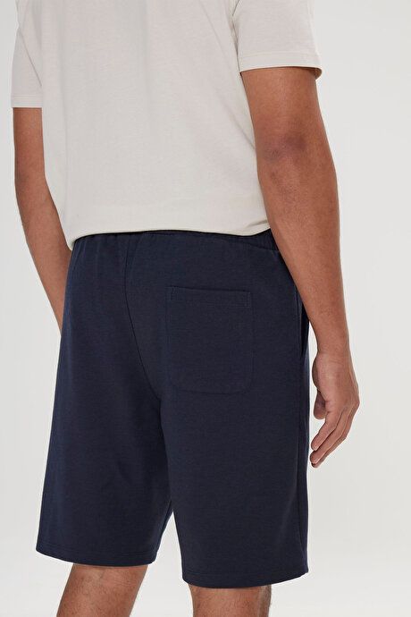 Standard Fit Regular Fit Comfortable Knitted Navy Blue Shorts with Pockets 4A9523200208LAC