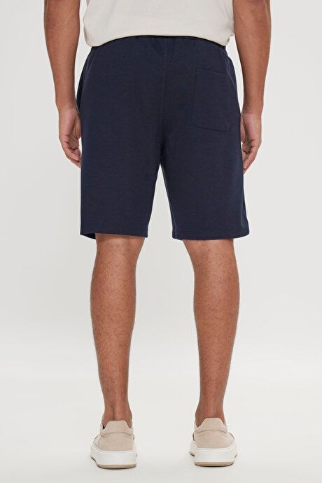 Standard Fit Regular Fit Comfortable Knitted Navy Blue Shorts with Pockets 4A9523200208LAC