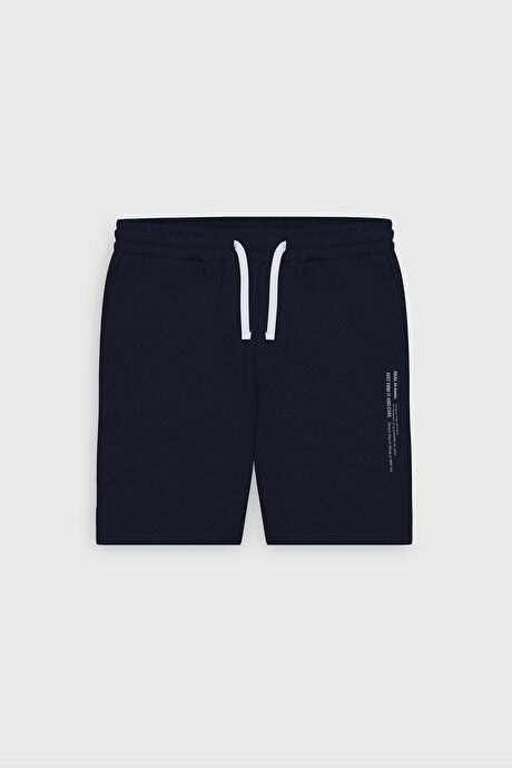 Standard Fit Regular Fit Comfortable Knitted Navy Blue Shorts with Pockets 4A9523200208LAC