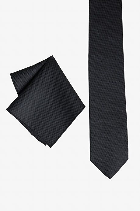 Silk Fabric Tie-Handkerchief Black Set 4C2100000001SYH